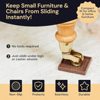 CasterMaster Non Slip Furniture Pads - 2 in x 2 in Brown 4 Pack - Chair Leg Floor Protectors & Furniture Sliders for Hardwood, Vinyl & Tile Floors - Bed Stoppers