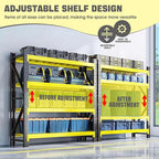 5000lbs Load Capacity,Heavy Duty 4-Tier Steel Shelving Unit, Adjustable Industrial Storage Rack for Garage Warehouse (Yellow and Black, W78.74*D23.62*H78.74)