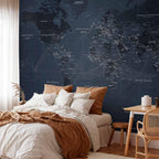 artgeist Premium Wall Mural World Map 177x124 in - XXL Non-Woven Wallpaper Fleece Wall Decor Photo Print Picture Image Design Home Map of The World k-A-0123-a-a