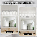 38" Bathroom Vanity Light, 6-Light Nickel Vanity Lights for Bathroom, Wall Sconce Lighting with Milky White Glass Shade, Wall Lights,Bath Vintage Wall Mounted Lamps for Mirror Bedroom