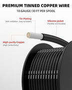NAOEVO 18 Gauge Wire 180ft, 18 AWG Wire 6 Colors 30ft Each Spool, Flexible Silicone Tinned Copper Electrical Cable, Wiring kit for Breadboard/Automotive/DIY/Battery, 200℃