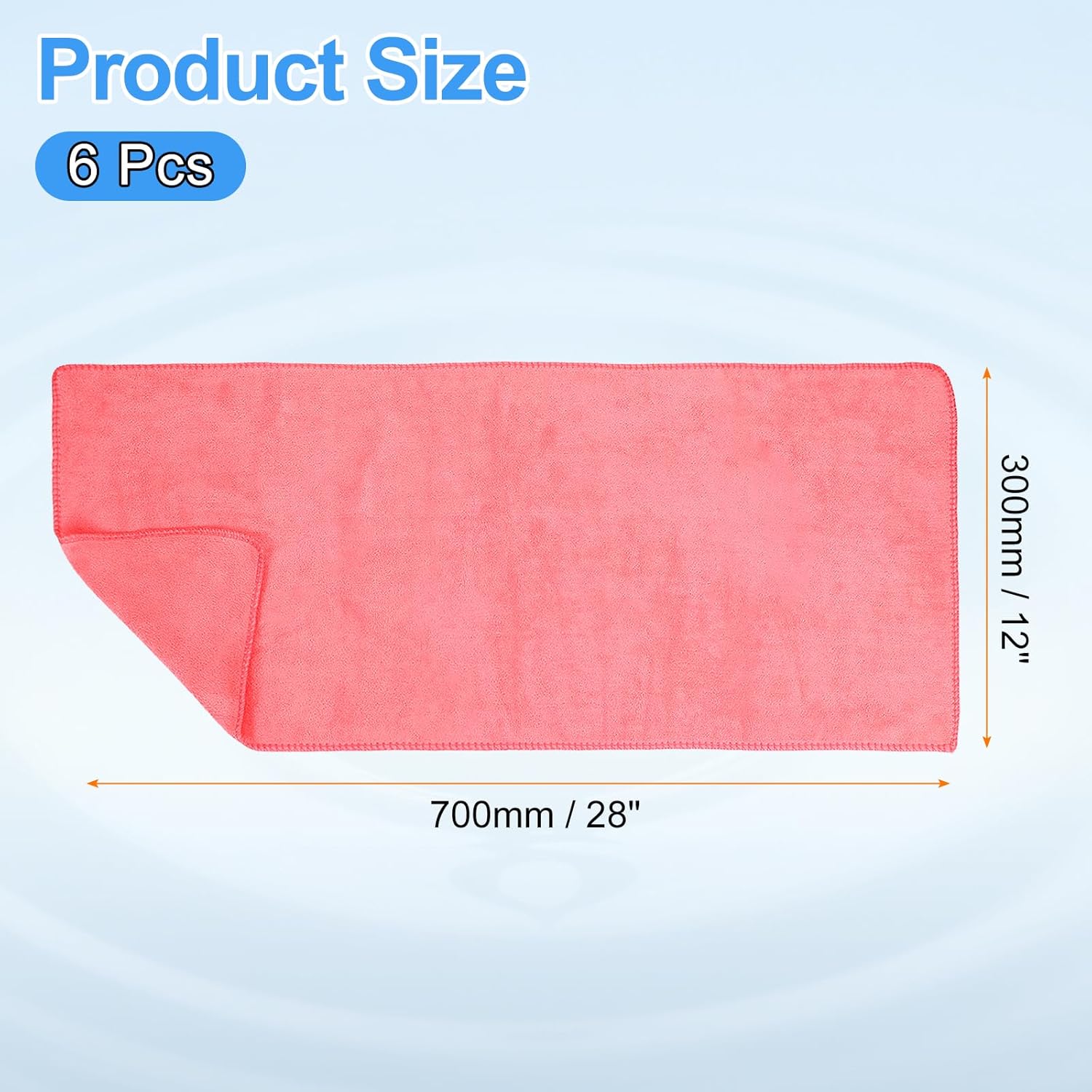 HARFINGTON 6 Pack Microfiber Cleaning Cloth, 28" x 12" Multi-Functional Cleaning Towels Reusable Absorbent Rags for Car Wash Kitchen Household Window Clean, Rose Red