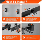 32" Ski & Snowboard Wall Rack – Heavy-Duty Wall Mounted Ski Storage for Garage, Holds 10 Pairs with 5 Adjustable Hooks, 300lbs Capacity, Non-Slip Rubber, Easy Install | Ski Holders for Wall