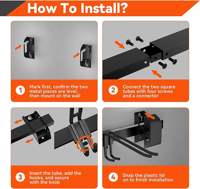 32" Ski & Snowboard Wall Rack – Heavy-Duty Wall Mounted Ski Storage for Garage, Holds 10 Pairs with 5 Adjustable Hooks, 300lbs Capacity, Non-Slip Rubber, Easy Install | Ski Holders for Wall