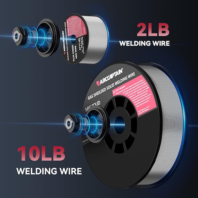 ARCCAPTAIN MIG Welder 160A, Welder Machine 110V 220V, Flux Core MIG/GAS MIG/Lift TIG Welding/Stick 4 in 1 Welding Machine with Synergy, Multiprocess Gas MIG Welder Equipment with 1lb Welding Wire