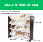 Humble Crew Kids Toy Storage Organizer with 12 Plastic Bins, Espresso/White – Removable Bins for Playroom, Bedroom, Toddler Furniture for Boys and Girls Ages