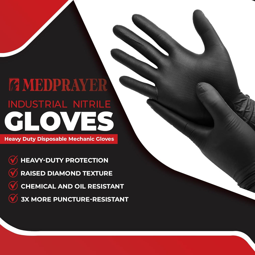 Industrial Nitrile Gloves – Heavy Duty Latex & Powder Free Disposable Gloves with Diamond Texture