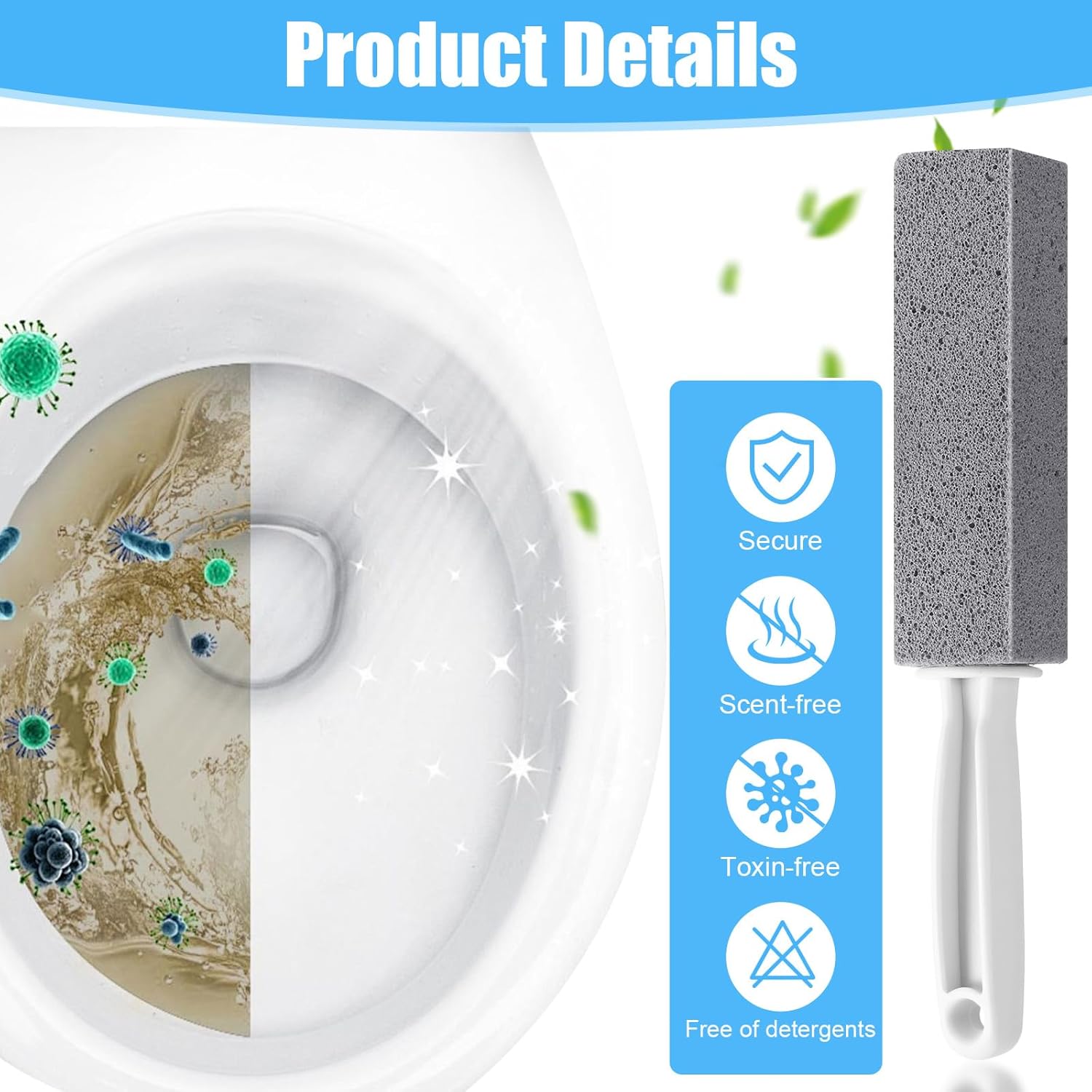 16 Pack Pumice Stone for Toilet Cleaner, Pumice Stone Bathroom Cleaning Supplies with Handle for Toilet, Bathroom, Cooktop, Grill, Kitchen Sink