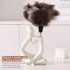 Ostrich Feather Duster 14" Natural Handheld Reusable Feathers Dusters with Wooden Handle for Cleaning Supplies Home Car Office(3PCS)
