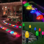 25 Pack C7 Christmas Replacement Light Bulbs, C7 Clear Multi-Color Christmas Lights for Christmas Outdoor Patio Indoor String Lights, C7/E12 Candelabra Base, 5 Watt