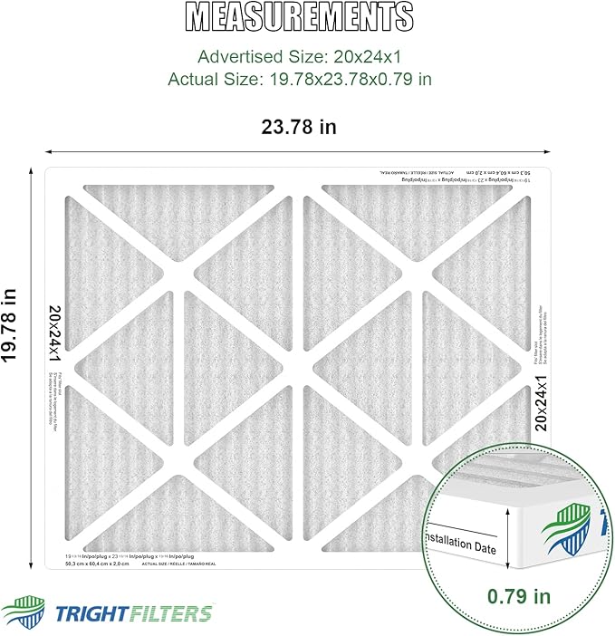 20x24x1 Air Filter 4 Pack, MERV 8 Pleated Dust Defense Air Filters Replacement Air Conditioner HVAC AC Furnace Filter, Durable and Lightweight