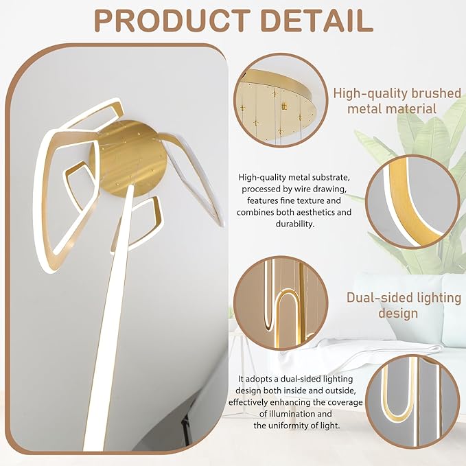 Flashing God Modern Chandelier,Gold Chandeliers 6 Ring Led Foyer Chandeliers,Larger High Ceiling Chandelier for Living Room,Rectangle Chandelier for Entryway Staircase