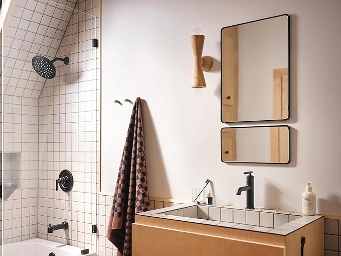 Moen Gibson Matte Black One-Handle Single Hole Modern Bathroom Sink Faucet with Optional Deckplate, Bathroom Faucets for Sink 1-hole Deck Mounted Setup, 6145BL