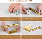 Toilet Paper Holder,Gold,Wall Mount, Upgraded Adhesive Toilet Roll Holder,no Drilling,Bathroom/Rv/Washroom,SUS 304 Stainless Steel,Rustproof (Gold, 1 Piece)