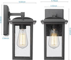 Outdoor Wall Sconces 2 Pack, Exterior Light Lantern Fixtures, Porch Light Lamps Outdoor Wall Mounted in Black Finish with Seeded Glass for House, Garage, Patio, Yard, Garden