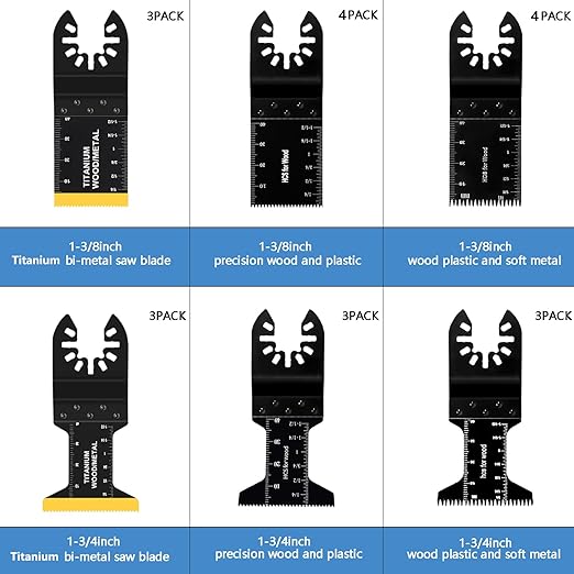 20 Pcs Oscillating Saw Blades Universal Wood Plastics Metal Titanium Multitool Blades Kits Fit Dewalt Rockwell Milwaukee Makita Bosch