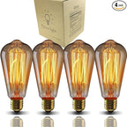 GOENDR E26 40W Edison Bulbs, ST64 Vintage Incandescent Light Bulbs, 2700K Warm Dimmable, Squirrel Cage Filament Bulb for Table Lamp Home Antique Decorative, 4 Pack