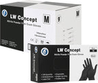 LW Concept - Black Nitrile Examination Gloves - Latex & Powder-Free, Disposable, Strong, Healthcare, Food Handling (Medium)