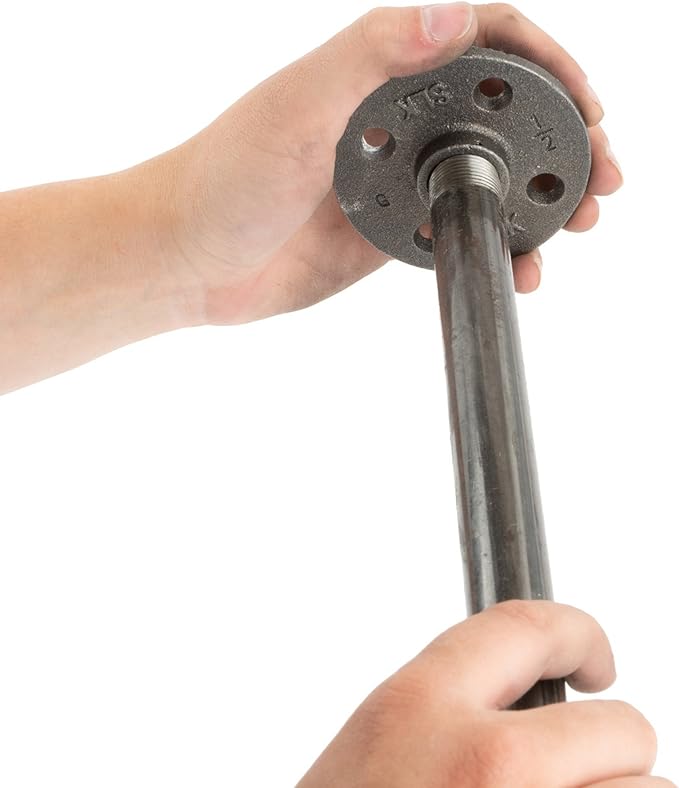 PIPE DÉCOR 1/2” x 6” Malleable Cast Iron Pipe Nipple, Pre Cut Connectors, Industrial Steel Grey Fits Standard Half Inch Black Threaded Pipes Nipples and Fittings, Build Vintage DIY Furniture, 6 Pack