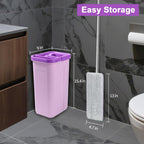 Mop and Bucket with Wringer Set, Hands Free Flat Floor Mop and Bucket, 5 Washable Microfiber Pads Included, Wet and Dry Use, Home Floor Cleaning System for All Floor Types and Windows,Purple
