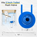 Universal Toilet Flapper Replacement Kit: 2 Inch Toilet Tank Flapper 2 Stainless Chains Designed for American Standard Kohler Toto Gerber Toilet Stopper Water Saving Easy to Install Heavy Duty Rubber