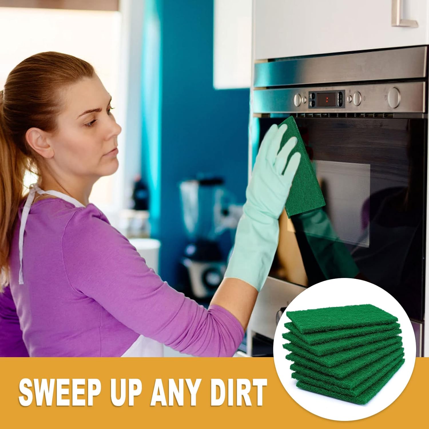 100 Pcs Scouring Pads,Heavy Duty Scour Pads,4 x 5.95 inch Reusable Green Scrub Pads for Metal Grills & Kitchen Scrubbers,Non-Scratch Scrubbing Pads for Household Kitchen Dishes Sink Bathtub