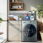 Royxen 2-Tier Washer Dryer Countertop,19.5"H Wood Washer and Dryer Topper with Storage Shelf,Laundry Countertop Over Washer Machine, Universal Fit for Laundry Room Organization (Grey,54"W X 27.5"D)