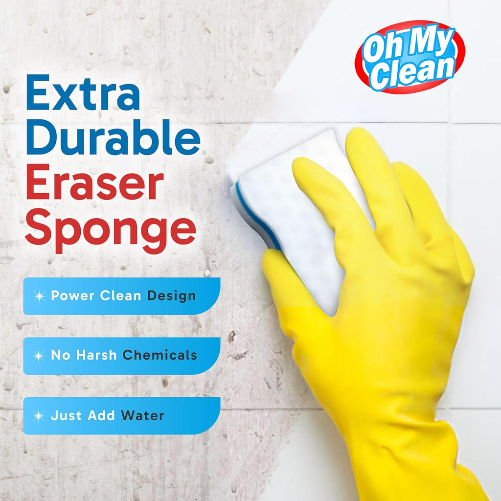 (100 Pack) Extra Durable Eraser Sponge - Extra Thick, Long Lasting, Premium Melamine Sponges in Bulk - Multi-Purpose Power Scrubber - Bathroom, Kitchen, Floor, Bathtub, Toilet, Baseboard, Wall Cleaner