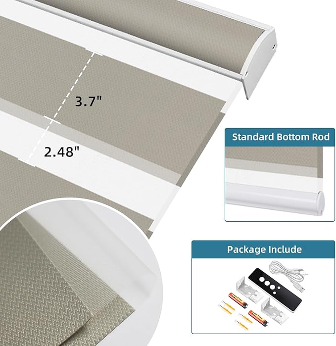 SmartWings Motorized Zebra Shades Work with HomeKit, Alexa, Google Home, 90% Blackout Light Filtering Day Night Sheer Blinds, Privacy Light Control, for Home/Office, Customized, Beige