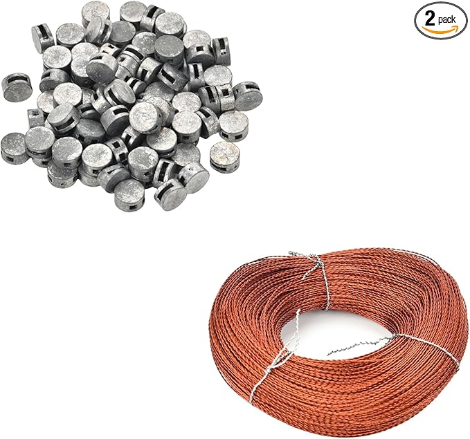 100PCS 10x6mm Round Lead Seals Security Meter Seals with Copper Wires (100m)