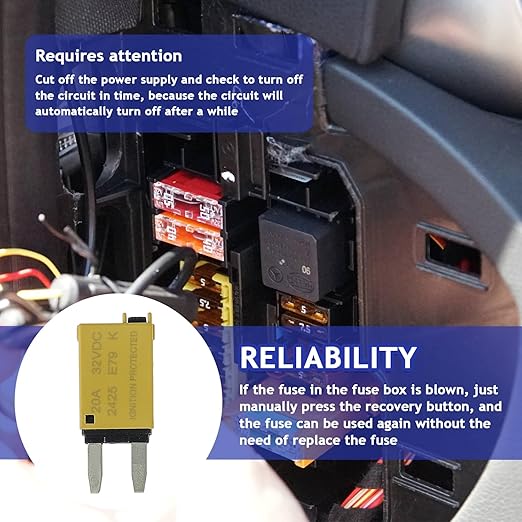 BOJACK ATM Manual Resettable Fuse Low Profile Mini Blade Fuses 5A 6A 7.5A 10A 15A 20A 25A 30A Amp Automotive Circuit Breaker Fuses DC 12V 28 Volts Boat Marine RV Car Truck (8 pcs Mixed