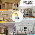 LVWIT LED Recessed Light 6Inch, Can Lighting Color Selectable 2700/3000/4000/5000/6000K 5CCT, 10W(120W Equivalent) Dimmable Downlight with E26 Conversion Kit, Retro Fit Ceiling Light Fixtures, 12 Pack