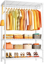 Ulif H4 Plus Garment Rack, 4-Tier Portable Clothes and Clothing Rack for Bedroom and Cloakroom, Closet Storage and Organizer Wardrobe System, 45" W x 14" D x 76.4" H, Load 522lbs, White