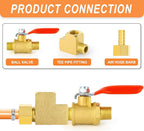 GASHER 2Pcs Brass Tee Fitting, 1/8" FNPT x 1/8" FNPTx 1/8" MNPT Pipe Fittings, Male Run Tee