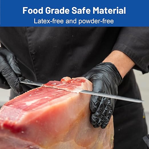 JMU XL Nitrile Gloves, 200 Black Nitrile Gloves, Latex Free, Powder Free, 3.5 Mil Nitrile Disposable Gloves