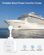 Short Extension Cord 2 inch, Short Cord Power Strip with 3 Outlets 4 USB(2 USB-C) 17W, Flat Outlet Extender, Non-Blocking, Non-Surge Protection for Cruise Travel Dorm Kitchen Bathroom, White