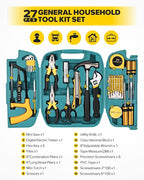 27pcs General Household Tool Kit Set, Home Repair and Mechanics Hand Tool Kit with Storage Case Ideal for Men and Women in Garage, Office, or College Dorm