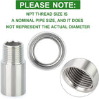 TAISHER 2PCS Stainless Steel Pipe Fittings, 1/2" NPT Male x 1/2" NPT Female Threaded, 2" Length Nipple Cast Pipe