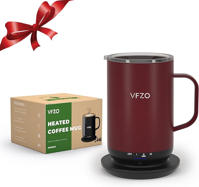 Self Heating Coffee Mug,High-Capacity- 18 oz, 180 Min Battery Life, Smart Heated Coffee Mug，Smart Mug, Simple Temperature Control Operation, Gifts for Family Members (Burgundy)