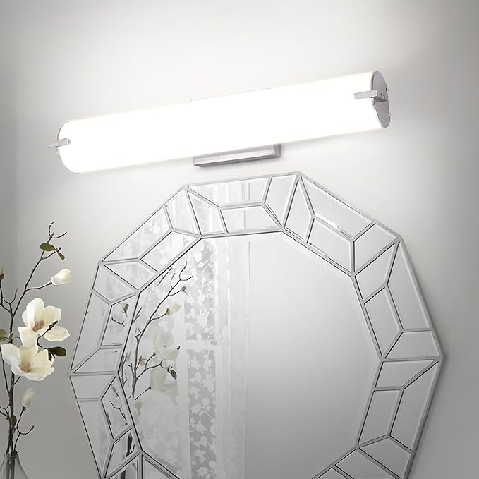 ASD LED 24" Vanity Wall Mount Light Fixture, Linear Bathroom Lighting Bar | 3CCT, Dimmable, Energy Star, ETL Listed | 25W 1950LM 3000-5000K 120V | Long Tube Bath Sconce Over Mirror | Nickel