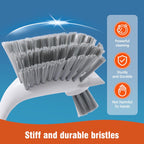 4-Pack Heavy-Duty Dish Scrub Brushes with Stiff Non-Scratch Bristles & Long Handle - Multi-Purpose Kitchen Cleaning Brushes for Pots, Pans, Bottles, Deep Cleaning