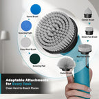 Alloyman 1200RPM Electric Spin Scrubber, Floor Cordless Cleaning Brush, 2 * 20V Replaceable Battery, Power Scrubber for Cleaning with 8 Brushes for Bathtub/Tub/Tile/Floor