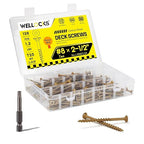 WELLOCKS Deck Screws, Wood Screws, Tan, Superior Rust Resistant, Epoxy Coated, Above 1000 Hour Salt Spray Coating T25 Torx Star Bit Included for Outdoor Wood Fence (1.2LBS Tan, #8×2-1/2")