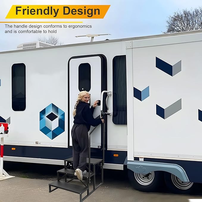 RV Steps with Handrail, Hot Tub Steps with Handrail, Portable Stairs Steps for 5th Wheel RV, Mobile Home Stairs Outdoor RV Step