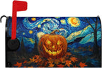 Halloween Pumpkin Magnetic Mailbox Cover Large Size 25.5 x 21 Van Gogh's Starry Night Mailbox Wraps Cover Oil Painting Decorations Post Box Cover for Garden Yard Outdoor Decor