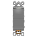 LIDER Minimalist Design Matte Finish Lighted Decorator Switch, Frameless Paddle Light Switch with Locator Light, Grounding Screw, 3-Way or Single Pole, 15A 120V, UL Listed, LS15-3W-GY, Gray