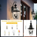 Outdoor Wall Lights, 20inch Large Exterior Lighting Fixtures, 2 Light Waterproof Wall Sconce with Glass Shades, Aluminium Outside Lanterns for Porch Farmhouse Patio Doorway Yard (E12 Base Max 40W)