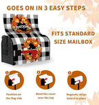 Fall Welcome Mailbox Covers Magnetic Standard Size Autumn Pumpkin Buffalo Plaid Mailbox Cover Post Box Wrap Outdoor Decor for Garden Yard 21x18 Inch