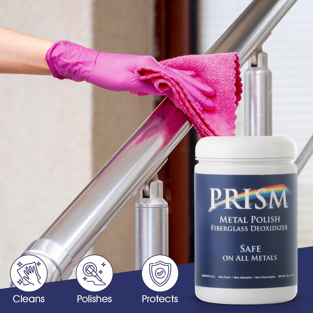 Prism Polish Metal Polish 32 Oz - Achieve a Brilliant Shine on Aluminum, Chrome, Stainless Steel, Brass, Silver, Nickel, Gold, Silver and More. Safe for Boat, Car, Motorcycle, Home and Business.