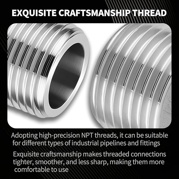 4 Pack 1/2 to 3/8 Reducer Faucet Adapter 304 Pipe Fitting 3/8 Male to 1/2 Male Supply Line Adapter for RV Kitchen Plumbing Water Hose Pipe Connector with Rubber Washer